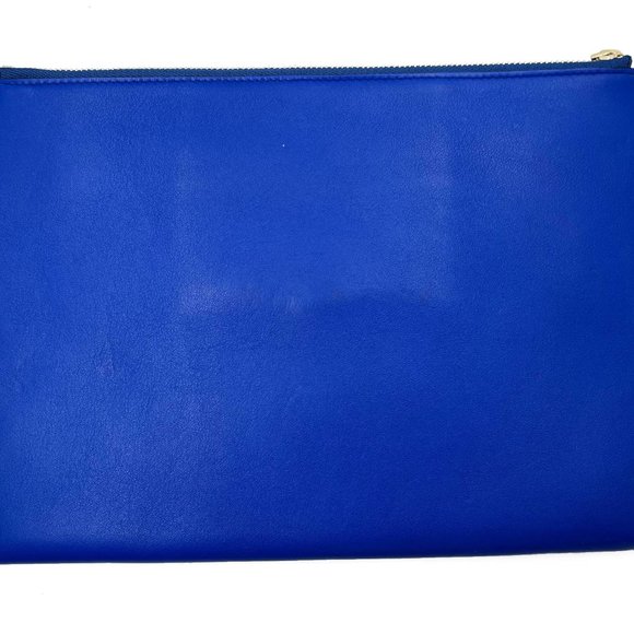 Celine Tri Color Blue Red Beige Envelope Zipped Clutch - Picture 2 of 5